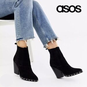 NEW ASOS Design Western Studded Suede Chelsea Boot